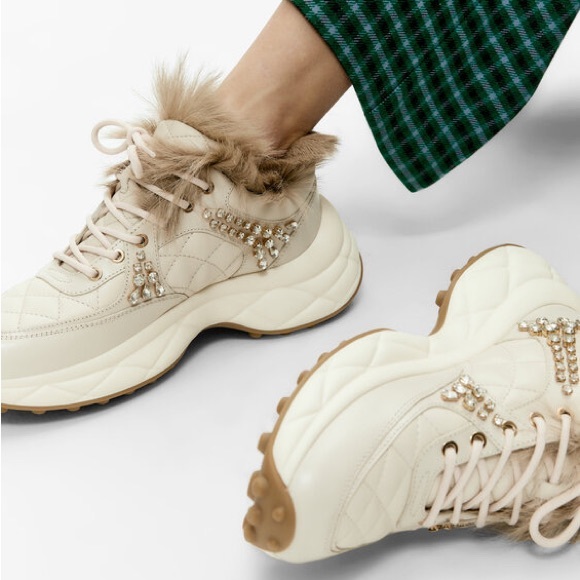 Uterque Leather & Fur Trainer Sneakers - Picture 6 of 10